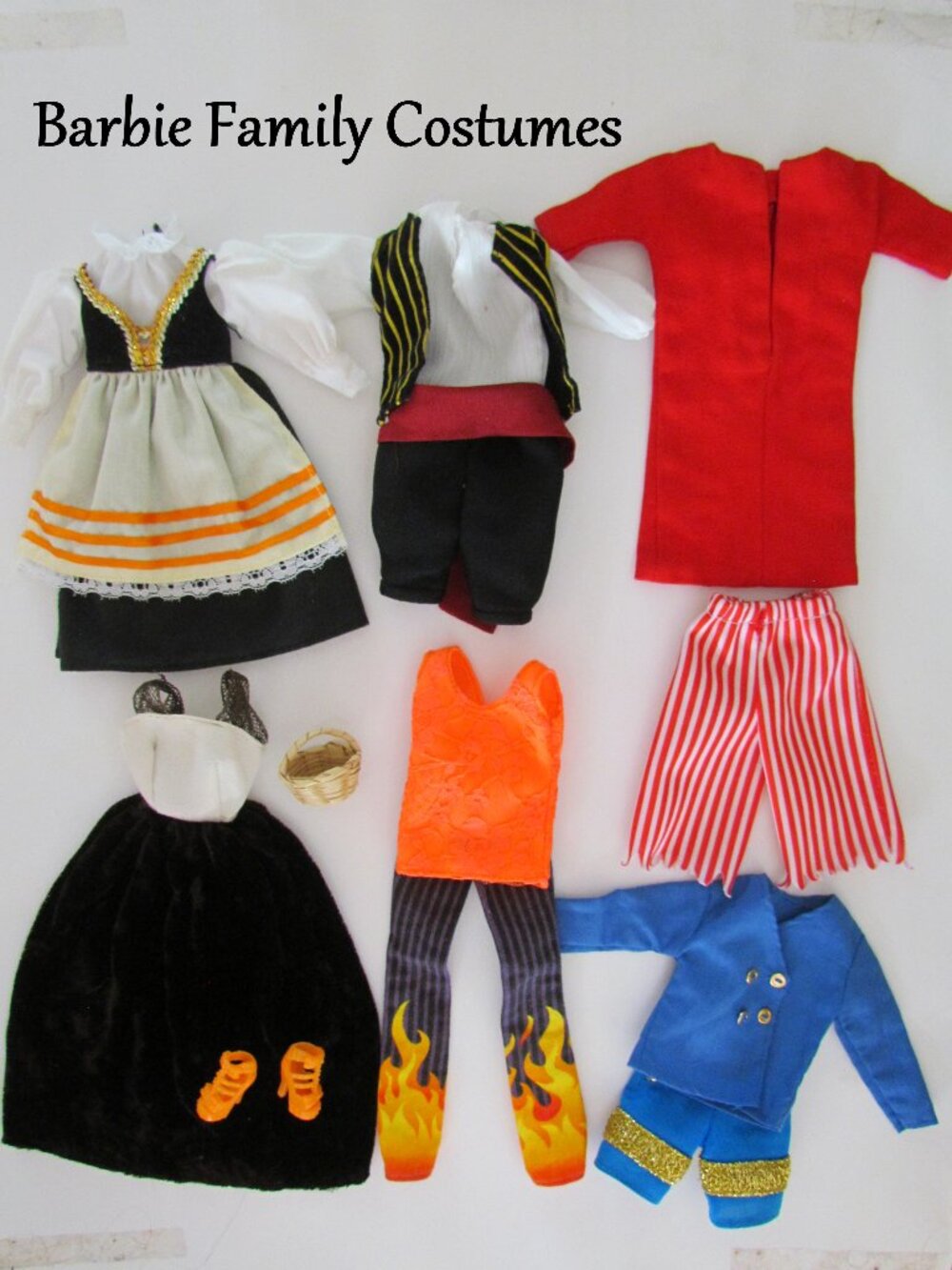 BARBIE HALLOWEEN COSTUMES for VARIOUS BARBIE FAMILY SIZES; FLAME PANTS & MORE